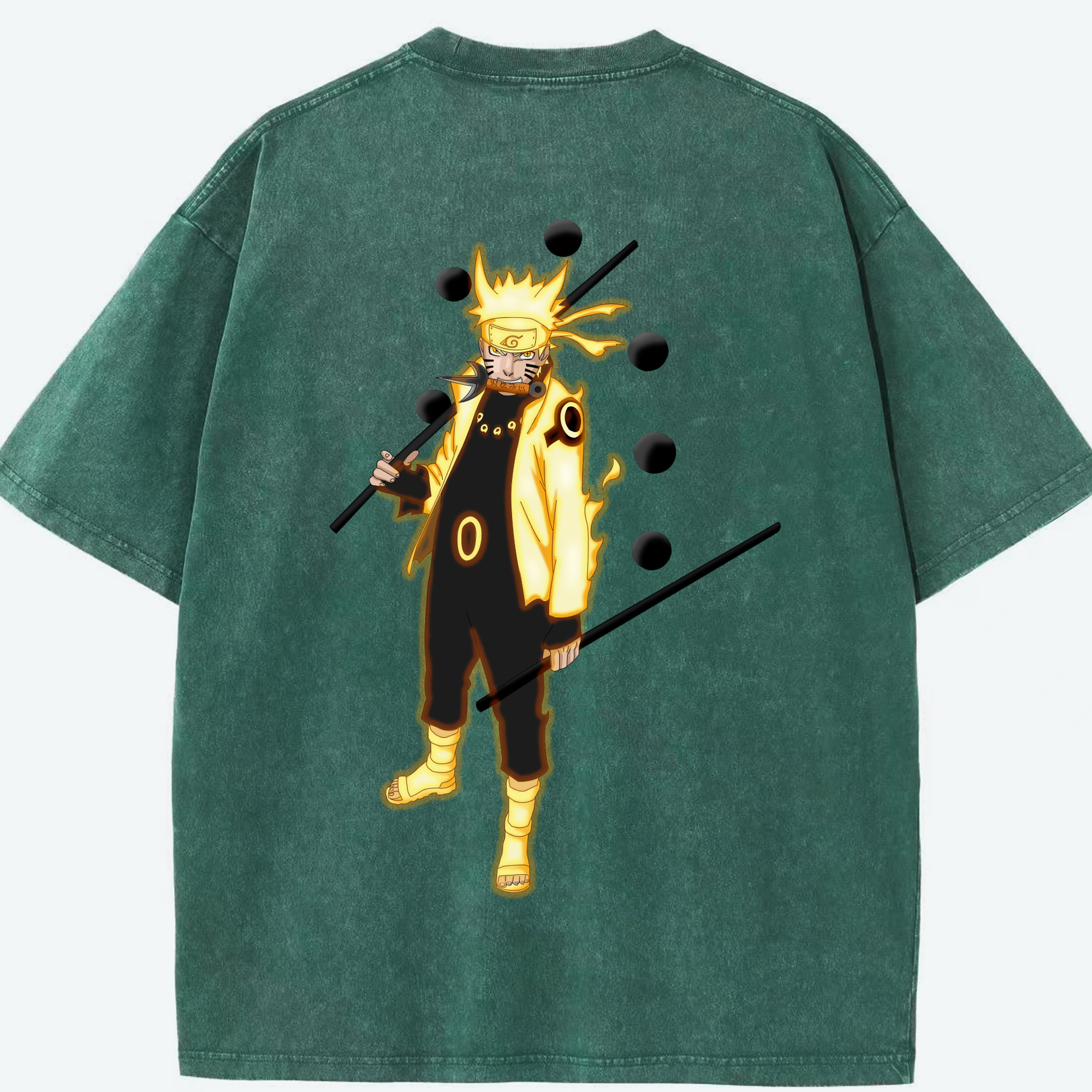 （画像用） NARUTO -ナルト- うずまき ナルト Uzumaki Naruto 綿100% ヴィンテージ風 半袖Tシャツ（背面プリント）